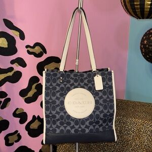 Coach denim Navy and Cream Tote Bag
